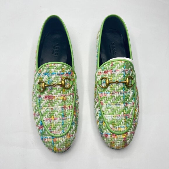 Gucci Shoes - Gucci Jordaan Tweed Horsebit Moccassin Loafers Multicolor Size EU 36